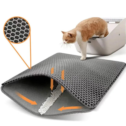 Double Layer Cat Litter Mat - Waterproof Pet Litter Trapping Pad for Clean Floors and Cat Box Accessories