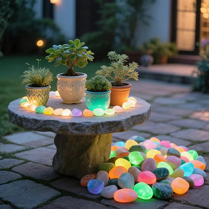 20pcs Glow-in-the-Dark Garden Pebbles – Lawn, Aquarium & Outdoor Decorative Stones