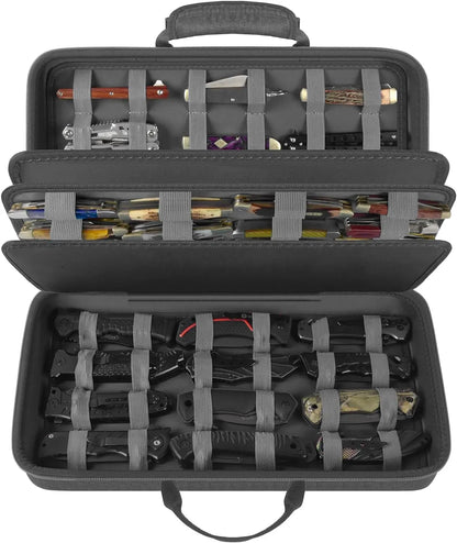 Knife Display Case – Storage Box for 64+ Pocket & Folding Knives, Butterfly Knife Organizer Holder for Collection