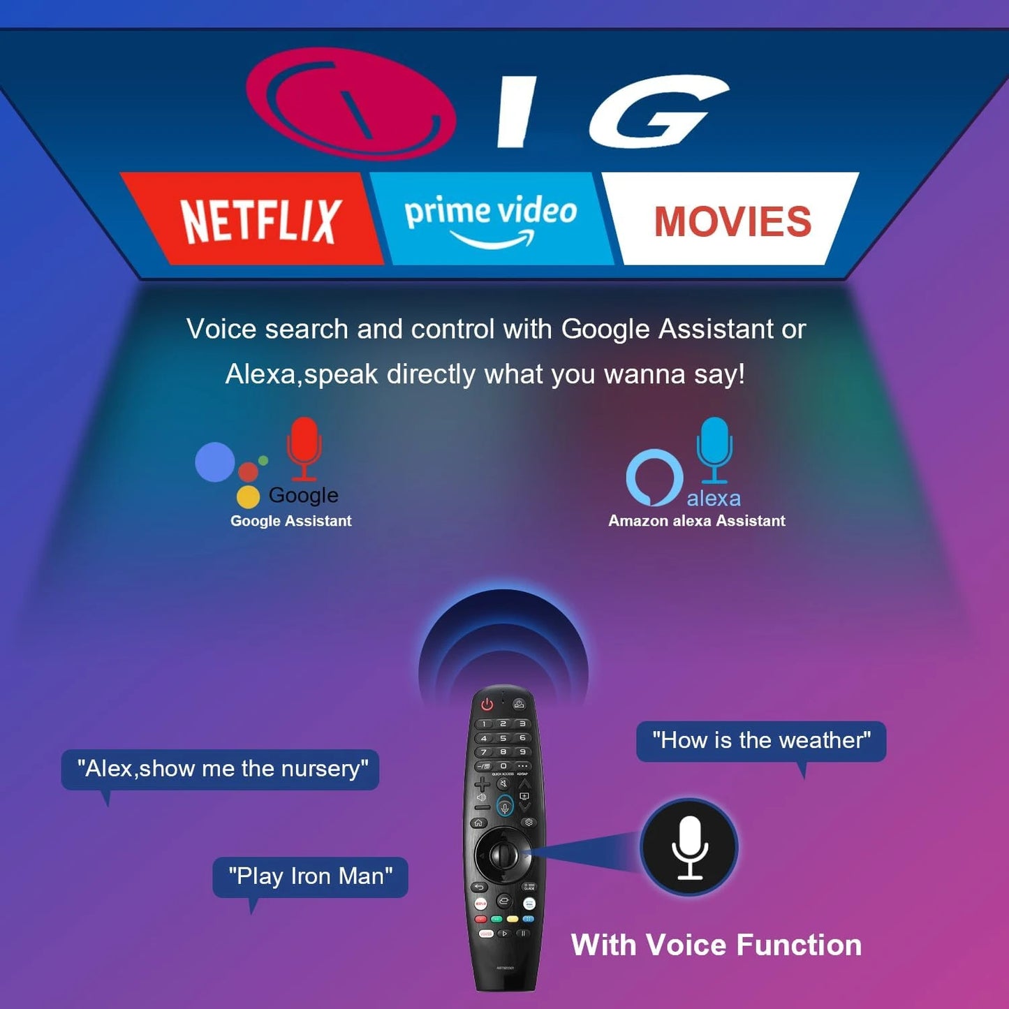 Replacement Remote Control for LG Smart TV - Voice Magic Remote with Voice Pointer for UHD, OLED, QNED LG TVs