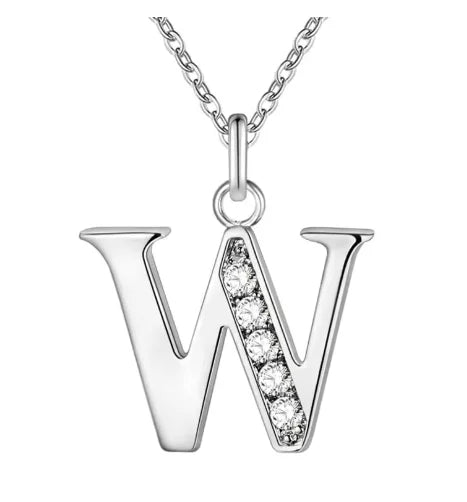 26 Letters 925 Sterling Silver Zircon Necklace Pendant – Personalized Alphabet Jewelry for Women | Elegant Wedding & Gift Accessory