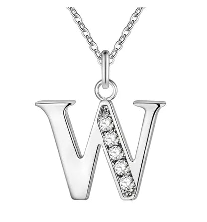 26 Letters 925 Sterling Silver Zircon Necklace Pendant – Personalized Alphabet Jewelry for Women | Elegant Wedding & Gift Accessory
