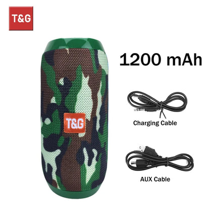 T&G TG117 Bluetooth Speaker - Portable Waterproof TWS Stereo Sound Box with TF Card & FM Radio for Outdoor Music