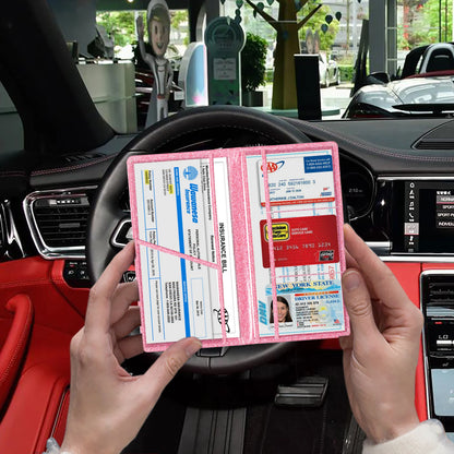Car Registration & Insurance Card Holder — Vehicle License Document Organizer for Glove Box Compartment