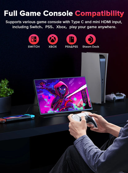 UPERFECT 16-Inch 2K Portable Monitor — 2560x1600, 16:10, 120Hz Gaming Display with 100% sRGB & 500Cd/m² for Xbox, PS5, Switch, Laptop & Mac