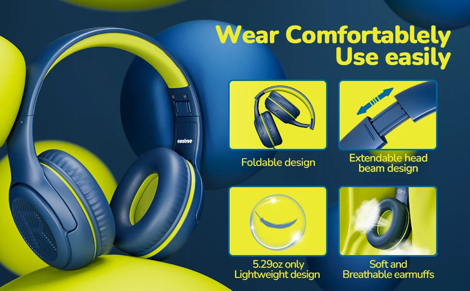 AWATRUE AT2 3.5mm Surround Stereo Gaming Headset – Memory Earmuffs with Mic for PC, Laptop & Kids