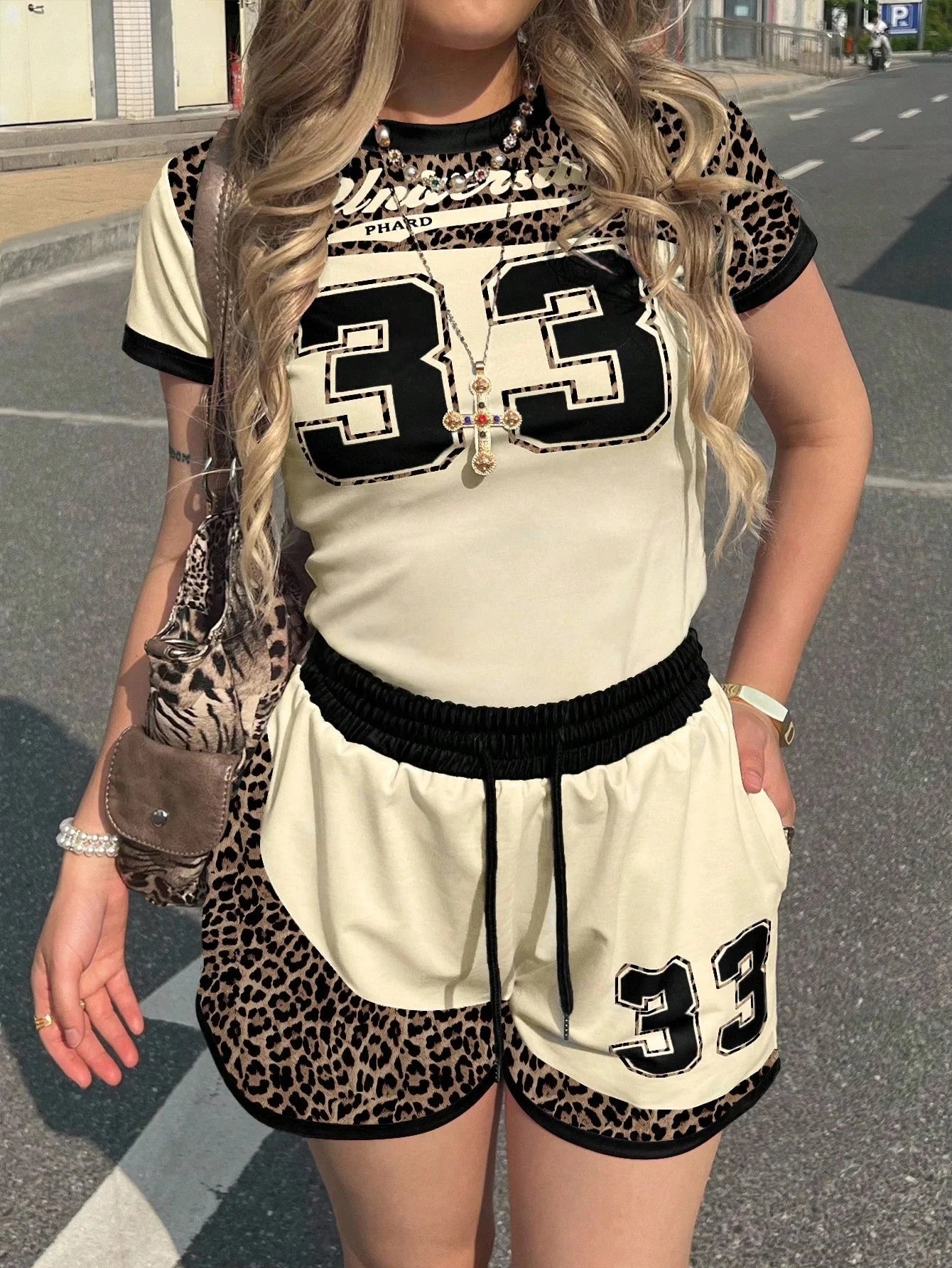 Summer American Street Style Spicy Girl T-Shirt & Shorts Set – Oversized Casual Jersey Top for Women