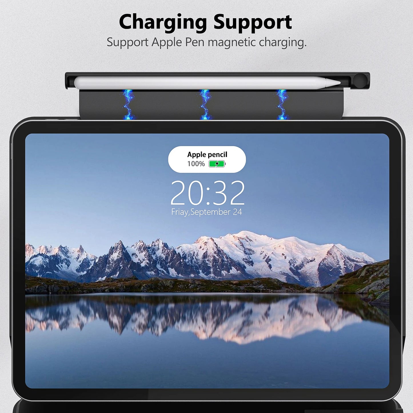 Smart Magic Keyboard Folio : Innovative Design for Apple with GOOJODOQ Magnetic Smart Folio - Includes Apple Pencil 1 & 2 Holder