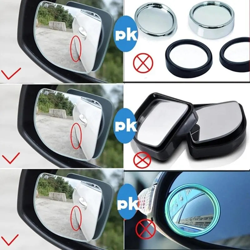 2-Pack Wide Angle Car Blind Spot Mirrors - 360° Adjustable HD Frameless Auxiliary Rearview Mirrors - Small Round Mirror for Enhanced Visibility
