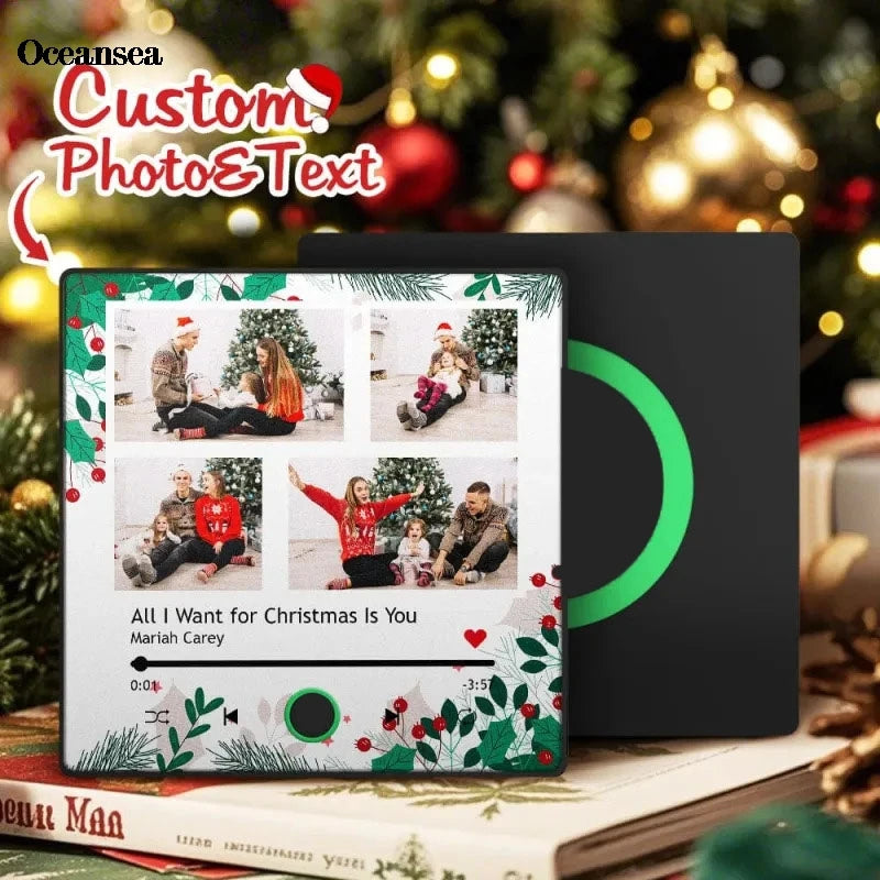 Personalized 7-Piece Photo Fridge Magnets - Custom Music Frame Refrigerator Decor & Christmas Gift