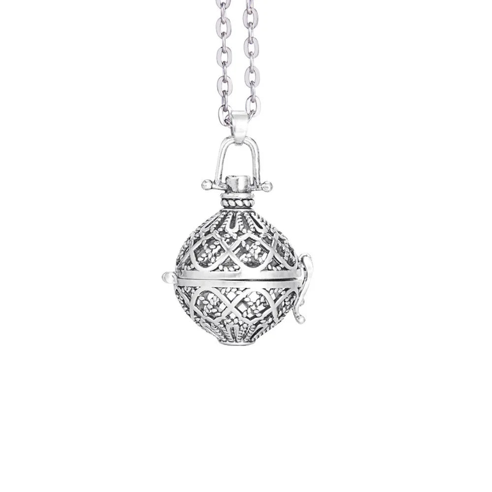 Vintage Mexico Angel Ball Chime Necklace – Antique Locket Aromatherapy Essential Oil Diffuser