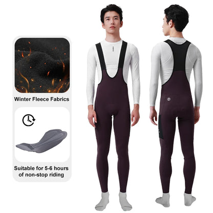INBIKE Winter Cycling Bib Pants – Thermal Fleece 3D Padded MTB Bib Tights for Men, Cold Weather Cycling Clothing