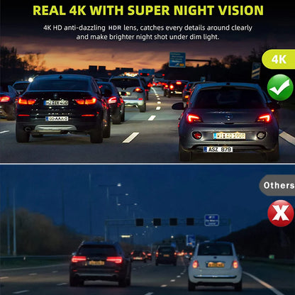 10'' 4K Mirror Dash Cam with GPS & WiFi – Dual Lens Car DVR, IPS Screen, Rearview Streaming Recorder