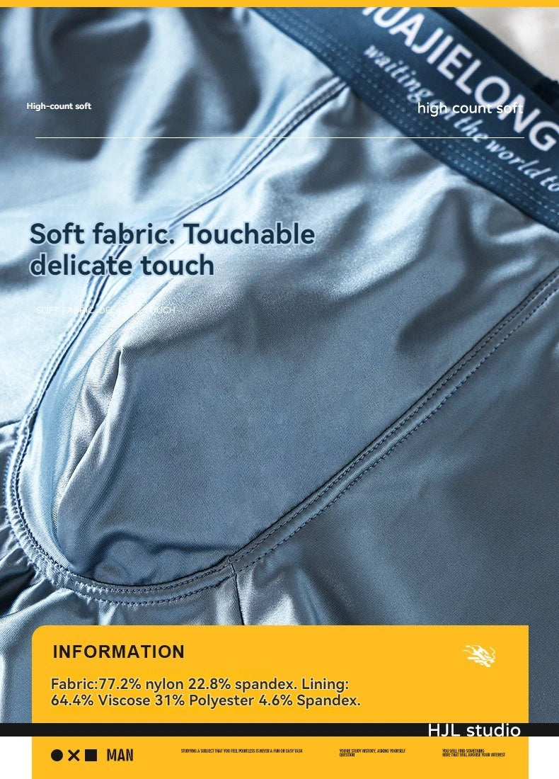 3PCS Luxury Ice Silk Satin Boxers — Summer Smooth, Cool Solid Men’s Underwear with Breathable Mesh Crotch