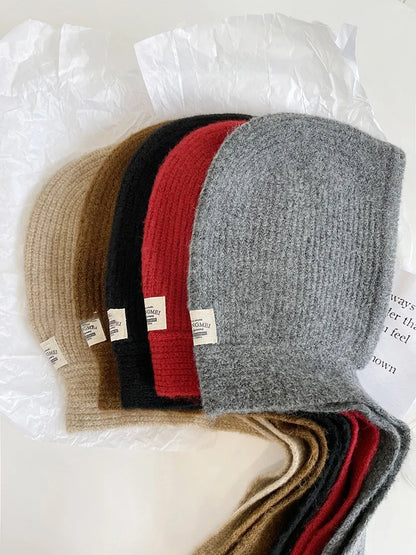 Knitted Beanie Cap for Men & Women – Winter Warm Unisex Hooded Hat with Neck Collar Scarf, Ski Balaclava