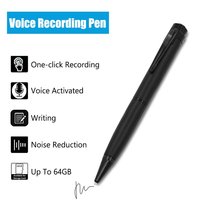 Digital Voice Recorder Pen – 8GB/16GB/32GB/64GB Professional Audio Recorder with Noise Reduction for Business Meetings