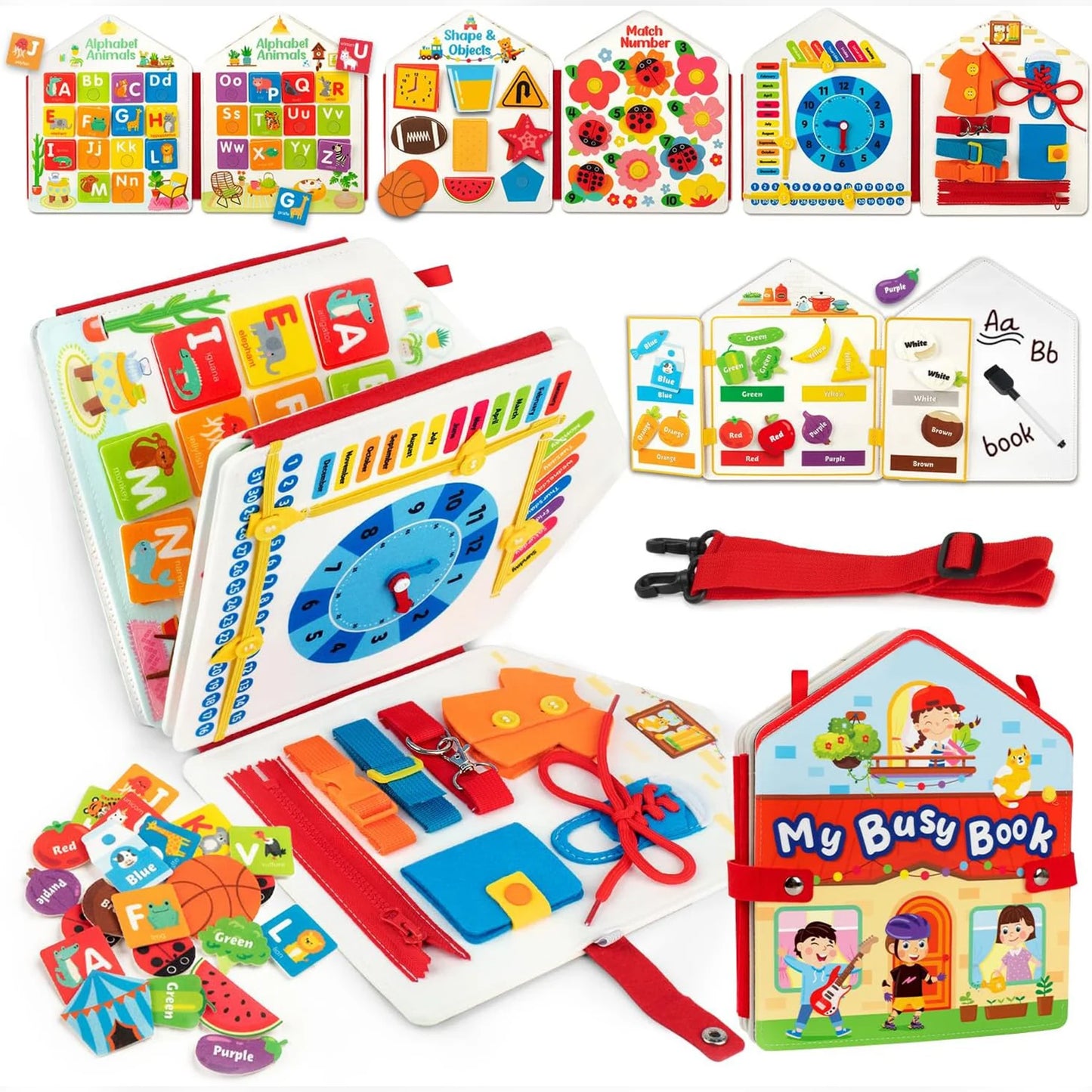 Toddler Felt Montessori Busy Book – Sensory Activity Boards, Fine Motor Skills, Quiet Book Educational Toy for Preschool