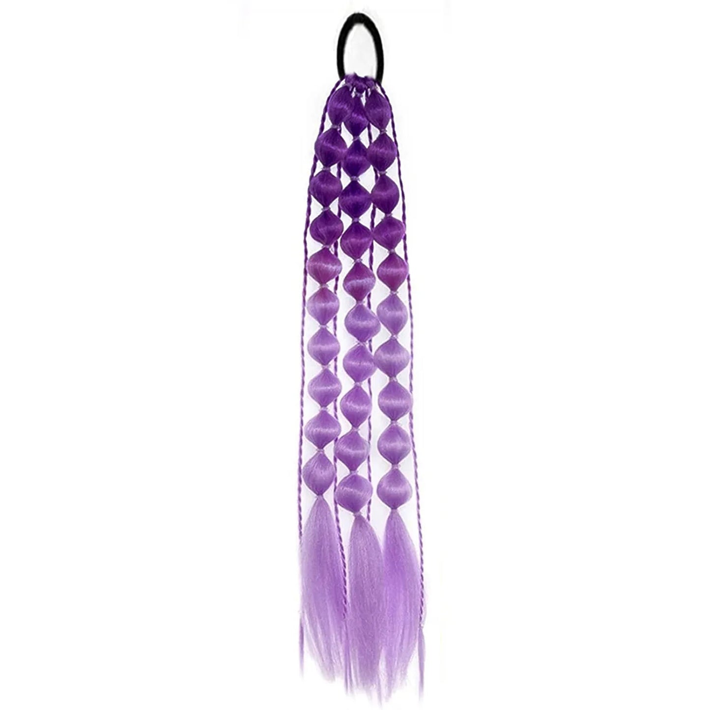Colorful Bubble Braid Ponytail Extension – Long Lantern Braided Synthetic Hairpiece with Tie