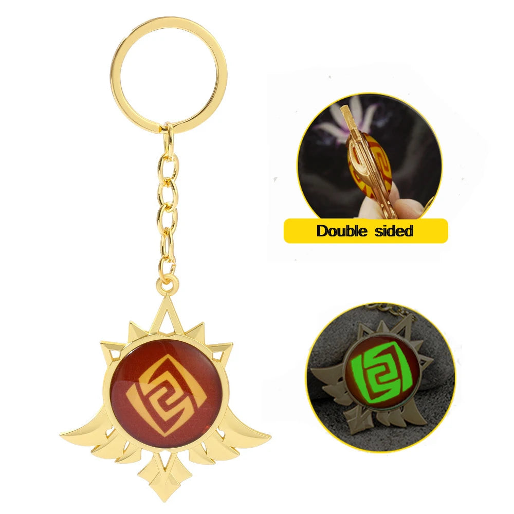 Genshin Impact Venti Eye Keychain 1:1 – Luminous Anime Cosplay Key Ring Backpack Pendant Gaming Accessories Gift