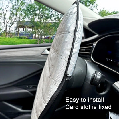 Car Steering Wheel Sun Cover 43cm – Aluminum Foil Folding Heat & UV Insulation Shield for Summer Interior Protection