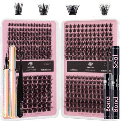Lash Bond, Seal, and Remover Kit – Waterproof Cluster Eyelash Glue, Strong Hold, Fast Removal for DIY Extensions