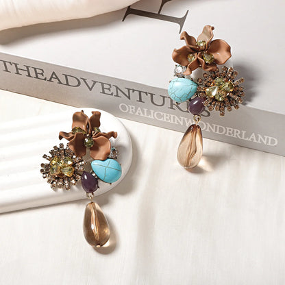 Zvoijio Resin Flower Drop Earrings - Personalized Trendy Long Water Drop Jewelry for Women