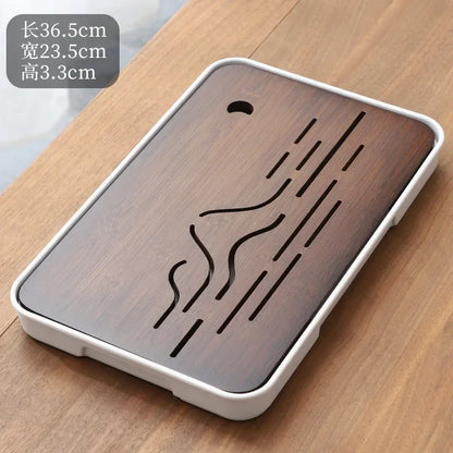 Portable Bamboo Tea Tray – Kung Fu Tea Set Grid Tray with Drainage for Dry & Wet Use