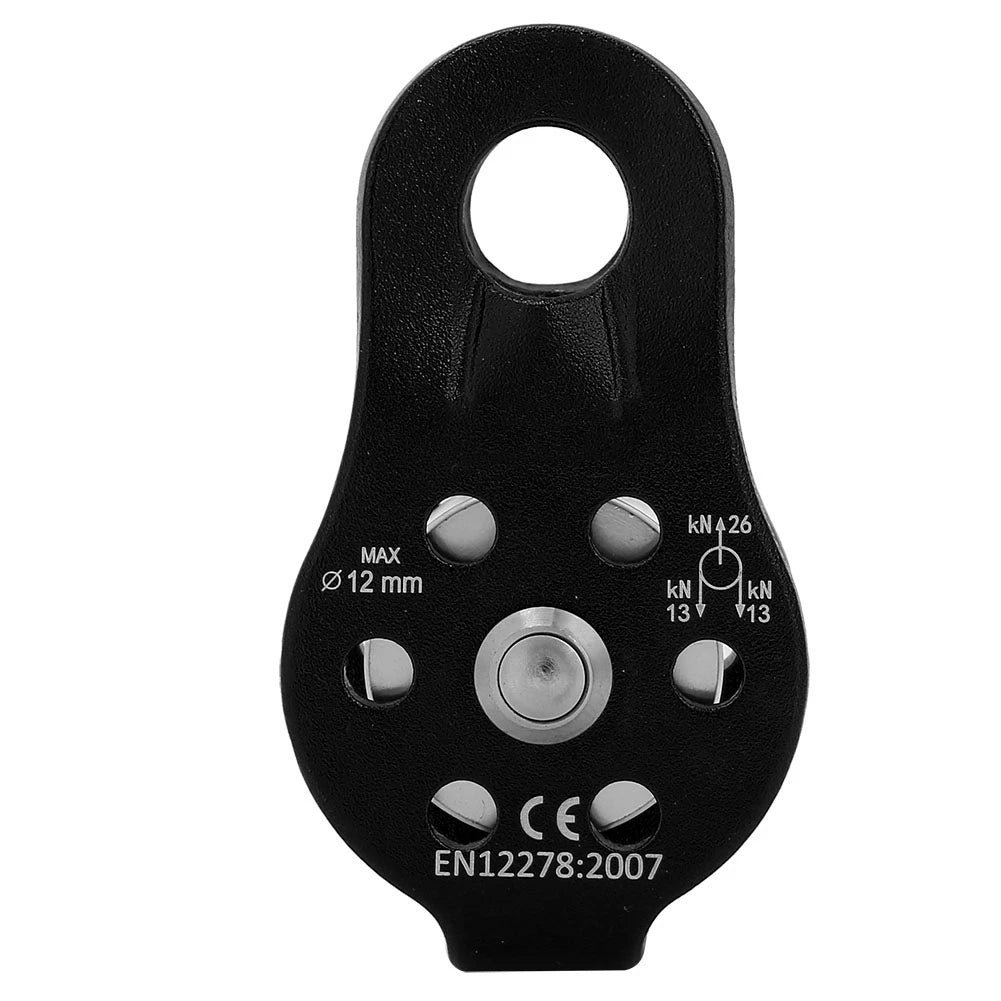 26KN Aluminium Alloy Heavy Duty Swivel Rope Pulley Block – Single Pulley Wheel for 12mm Climbing Rope