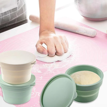 Silicone Pizza Dough Box with Lid - Foldable Non-Stick Bread Fermentation & Storage Container