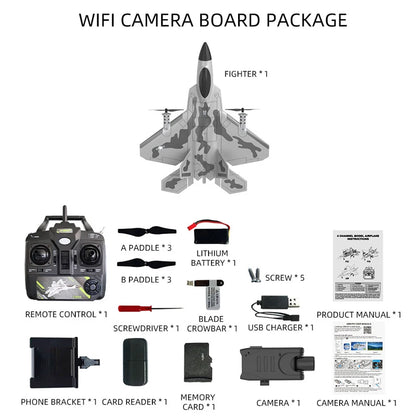 F22 RC Foam Plane – 4-Channel 6G Auto Stabilization with 4K Camera Remote Control Toy