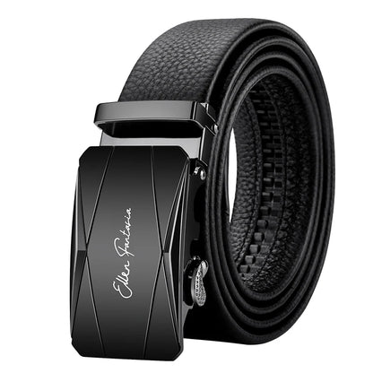 OYIFAN Men’s Genuine Leather Belt – Designer Alloy Buckle Automatic Ratchet Belt