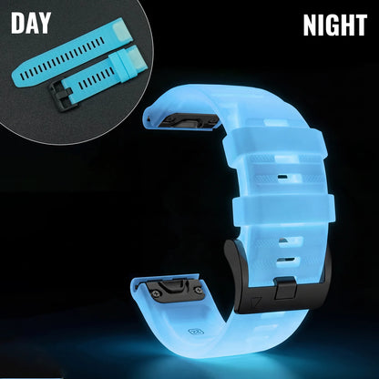22mm/26mm Luminous Silicone Watch Band for Garmin Fenix, Epix, Enduro and Forerunner - Quick-Fit Sport Replacement Strap