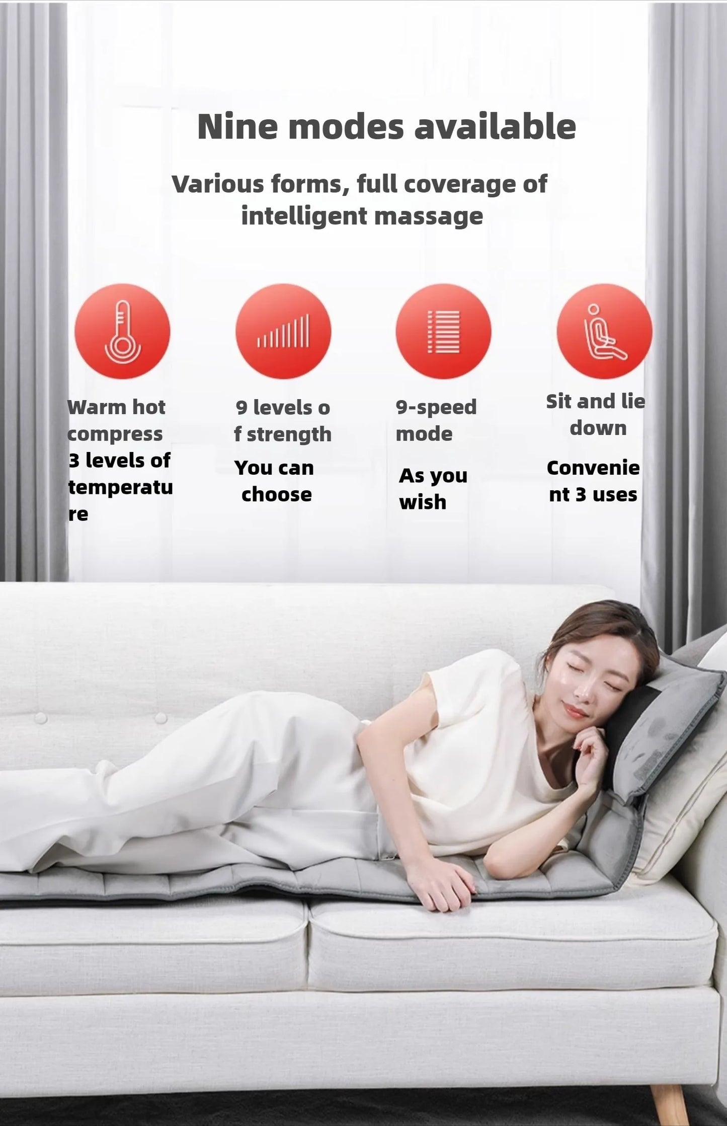 Electric Full Body Massage Mattress with Heating, Kneading & Vibration – Neck and Back Relaxation Pillow with Hand Control and Lumbar Airbag