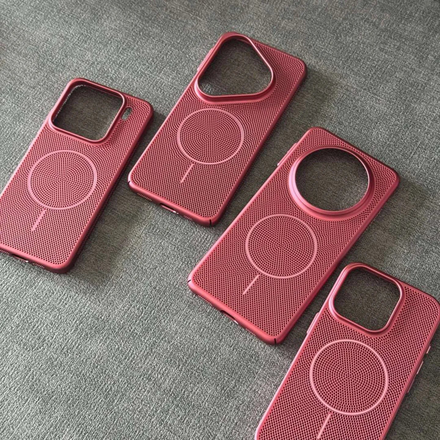 Metallic Heat Dissipation Mesh Phone Case - MagSafe Magnetic Hard Thin Cover for iPhone 11-17 Series