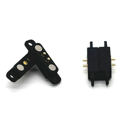 2-Pin Waterproof Magnetic Pogo Pin Connector - 2.8mm Pitch Spring-Loaded Male/Female DC Power Socket with Ears