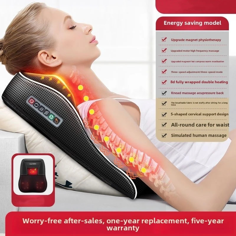 Manufacturer Direct Electric Shiatsu Neck & Head Massager Pillow with Heating and Vibration – Cervical Traction Car Back Massager
