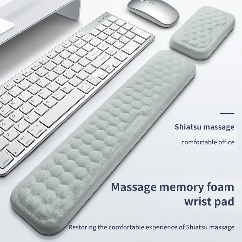 Ergonomic Keyboard Mouse Wrist Rest - Office Typing Protection, Memory Foam Mouse Pad for Computer, Laptop Desk Mat