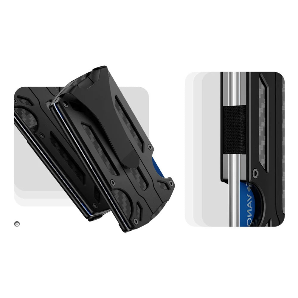 Metal Wallet for Men – Minimalist Slim RFID Blocking Carbon Fiber Front Pocket Wallet with Card Holder & Money Clip