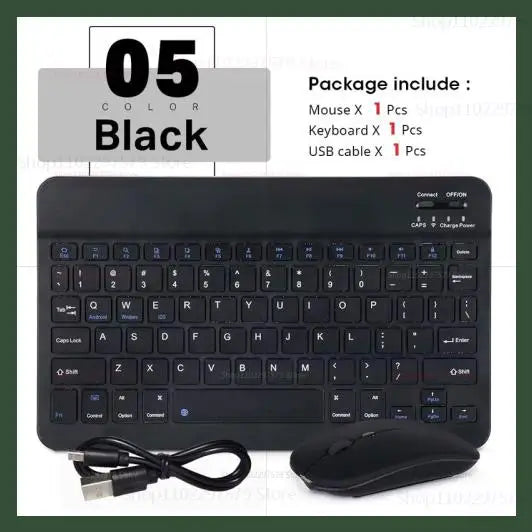 Mini Wireless Bluetooth Keyboard & Mouse Combo – Slim Portable Travel Set for iPad, iPhone, Android Tablets & Phones