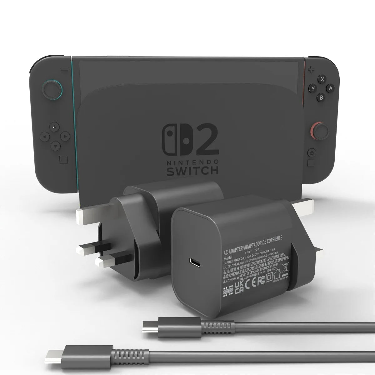 Switch 2 60W Fast Charger – PD 3.0 Certified Power Adapter for NS2 Console, Rapid Gaming Charging