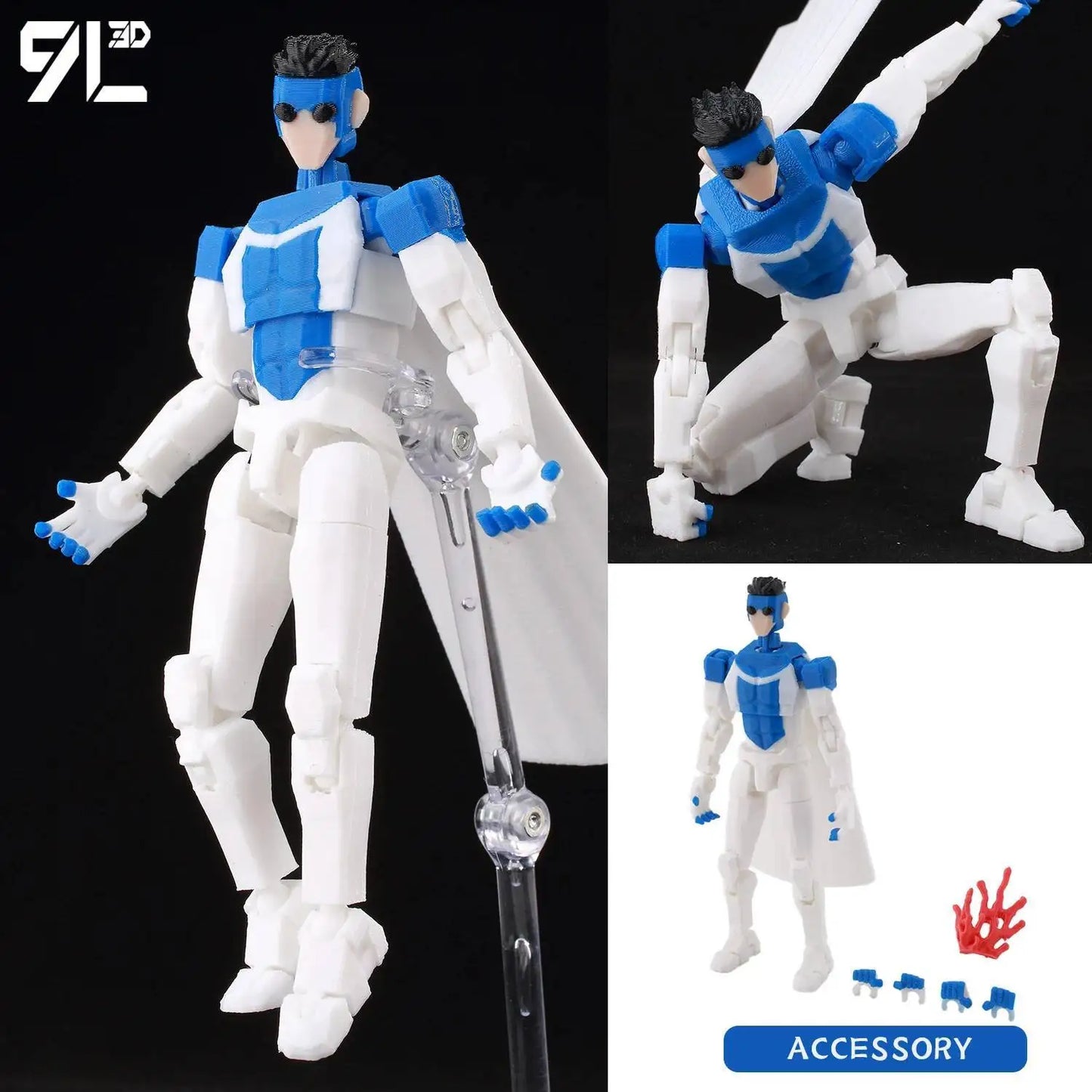 9L3D Lucky 13 Invincible Boy Action Figure – 3D Printed Multi-Jointed Poseable Anime Collectible Model Toy Gift