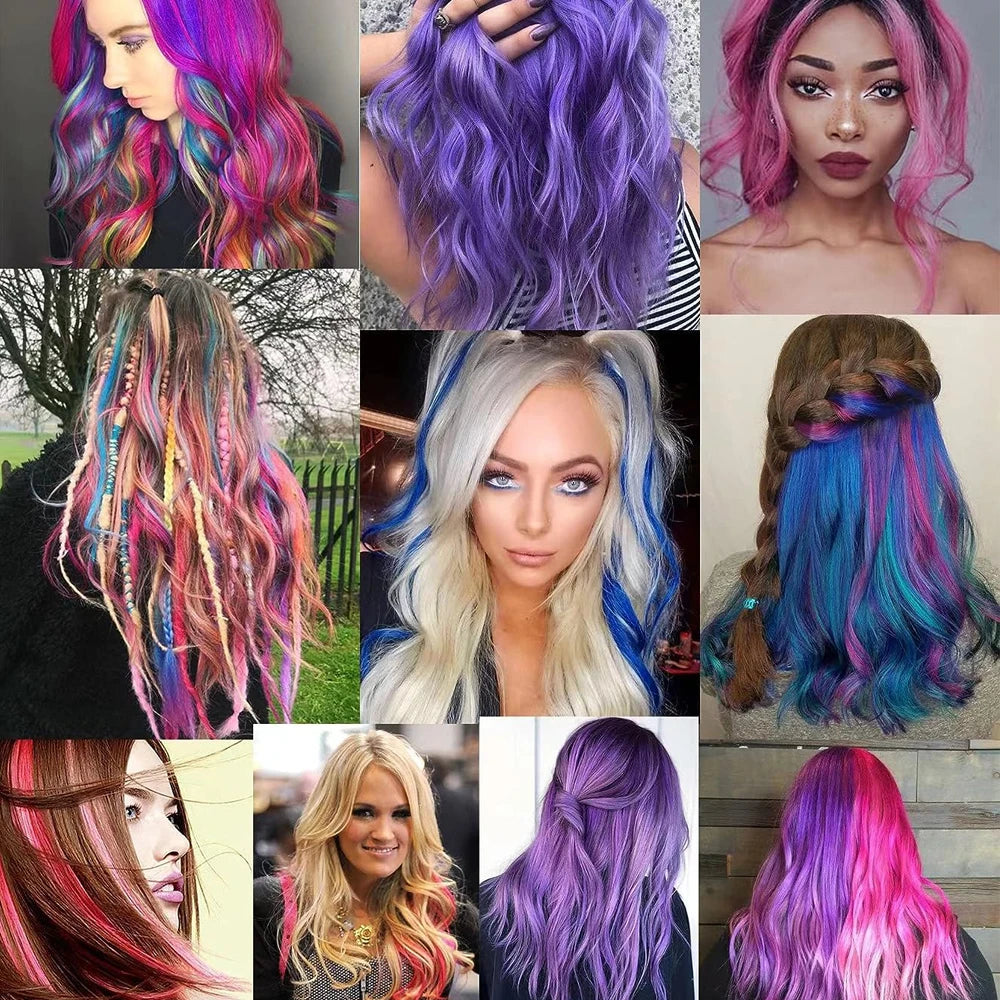 22-Inch Colored Clip-In Hair Extensions – 6pcs Straight Synthetic Party Highlight Hairpieces