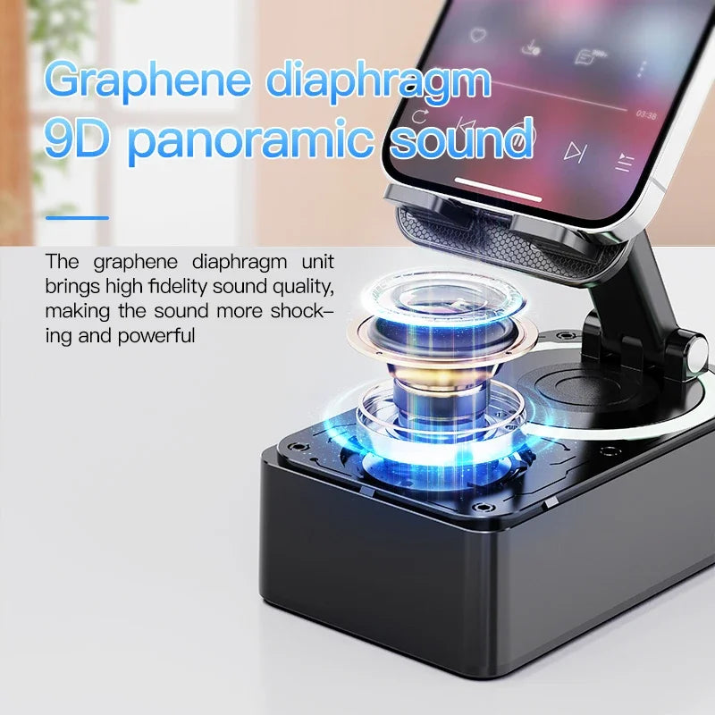 3-in-1 Phone Stand - Bluetooth Speaker, Power Bank & Rotating Foldable Holder for Phones and Tablets
