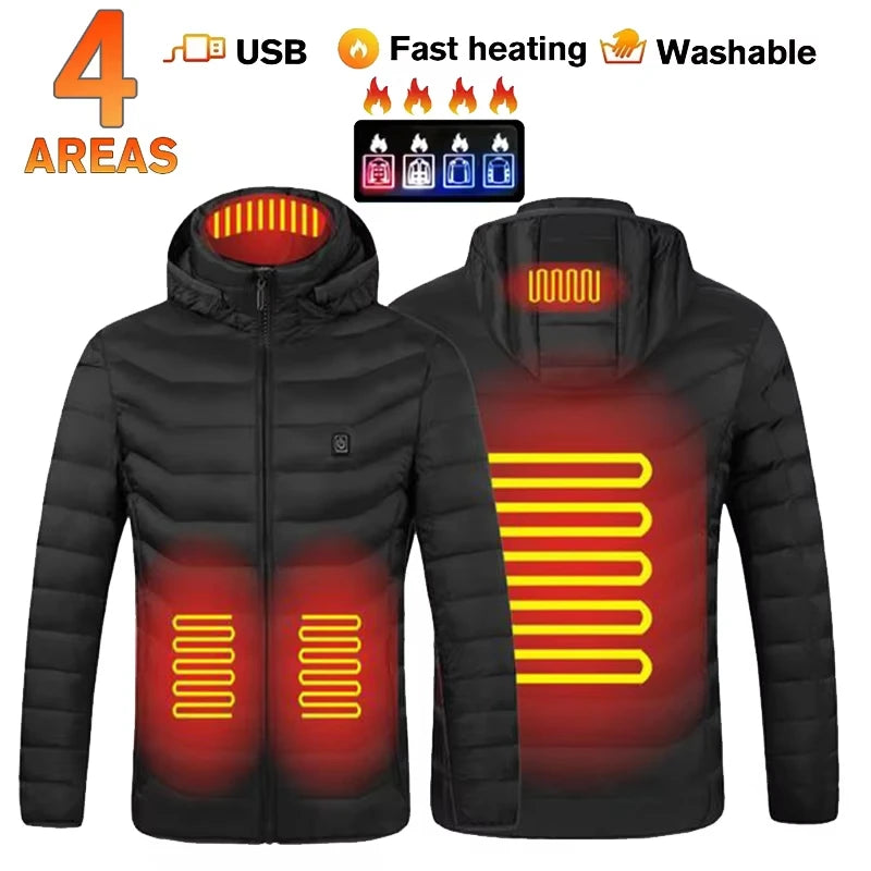 31-Zone Smart USB Heated Jacket for Men & Women – Waterproof Polyester Thermal Coat for Winter, Skiing, and Outdoor Activities
