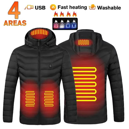 31-Zone Smart USB Heated Jacket for Men & Women – Waterproof Polyester Thermal Coat for Winter, Skiing, and Outdoor Activities