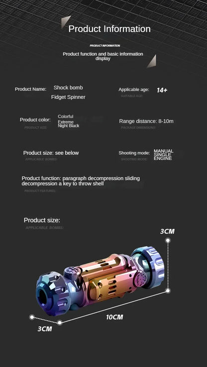 Stun Grenade Fidget Spinner & Mini Toy Gun – Ejectable Shell Stress Relief Finger Toy for Adults & Kids Gift