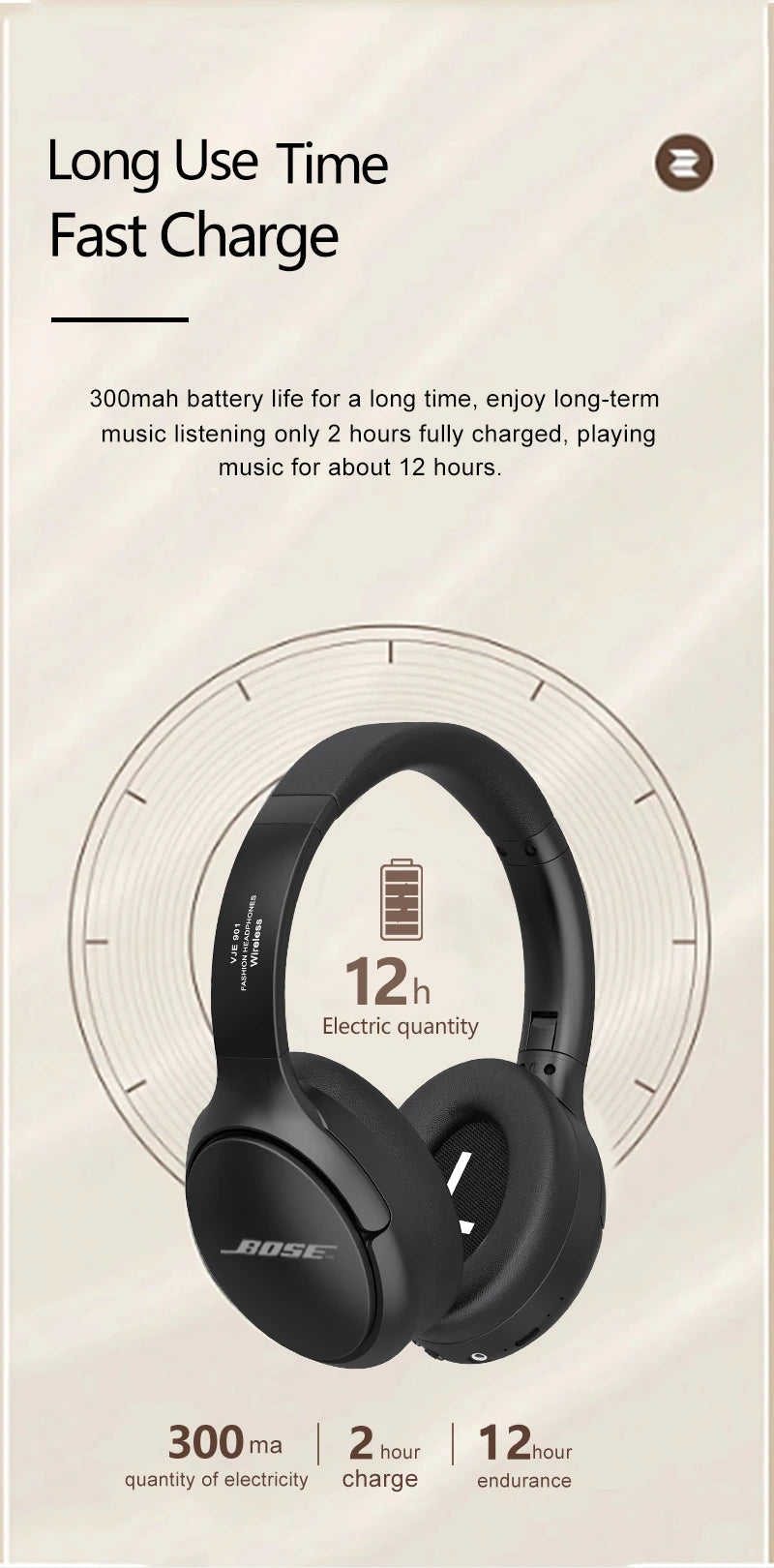 BOSEmini V901 Wireless Bluetooth Headset – Sports Gaming Headphones with Mic, Noise Cancelling Earbuds