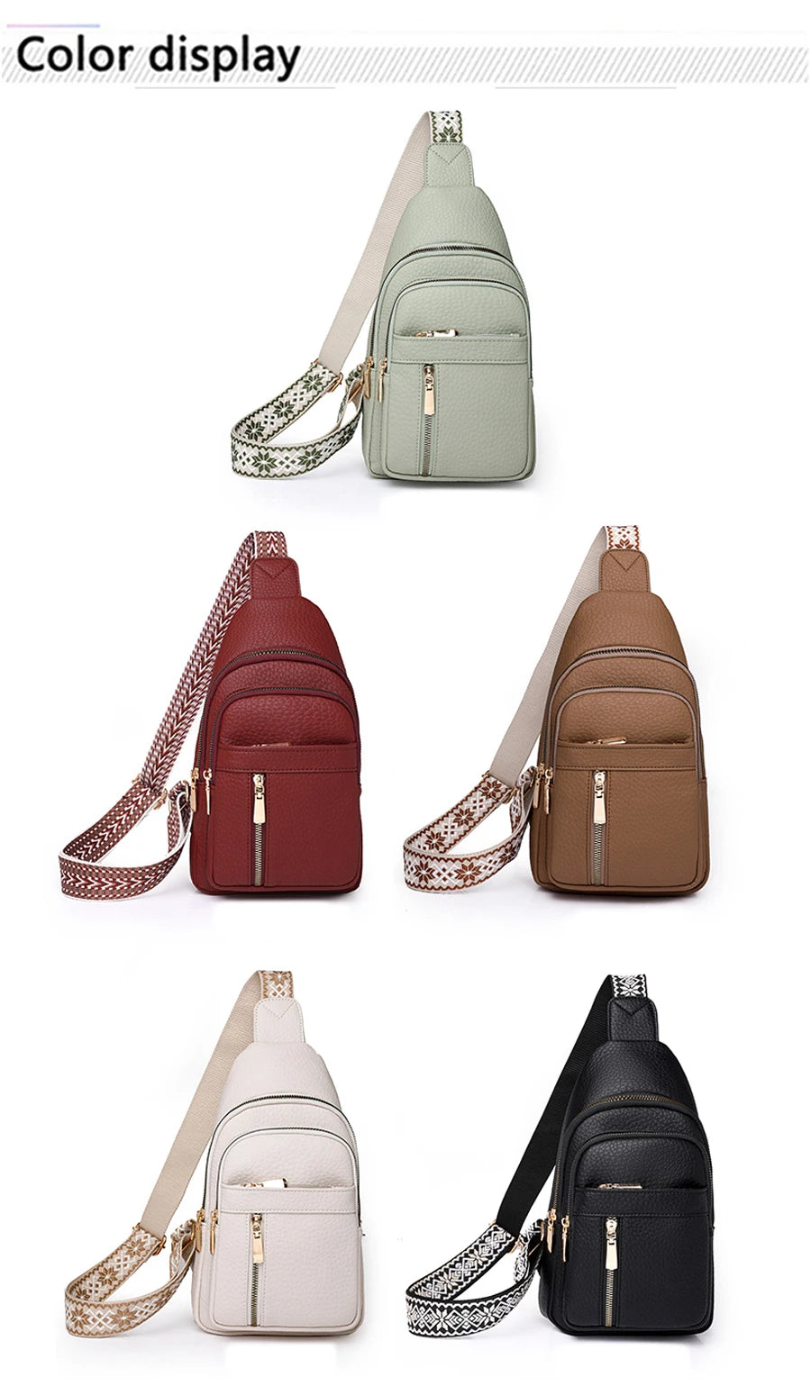 2024 New Women's PU Leather Chest Bag – Fashion Crossbody Shoulder Bag, High-Quality Casual Sac à Main