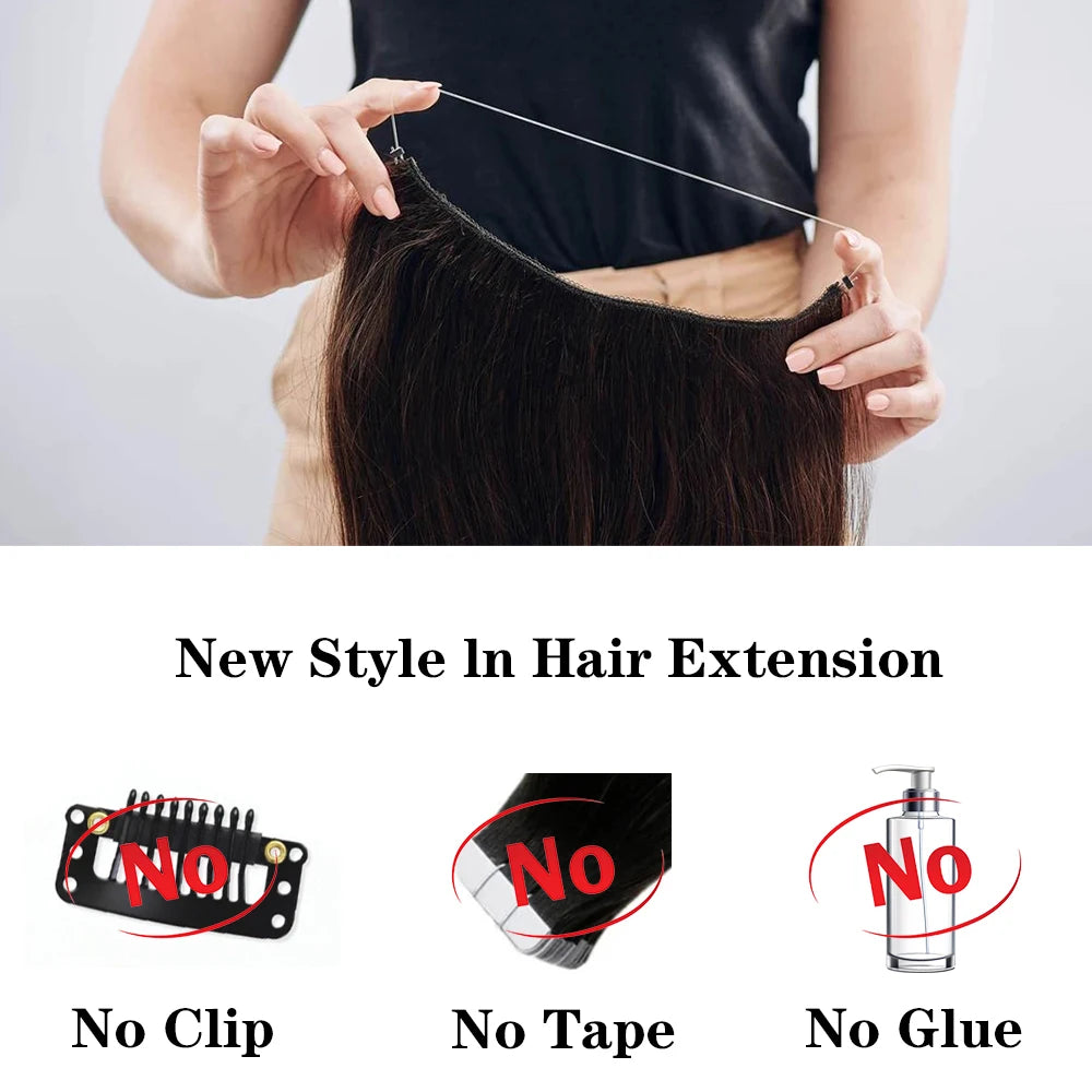 Natural-Looking Synthetic Hair Extension: No-Clip Long Straight Hairpiece in Blonde, Black, and Mixed Colors - False Hair Piece for Women