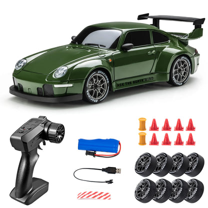 1:24 RC Drift Car - 20KM/H 4WD High Speed Remote Control Car with LED Lights & Extra Tires
